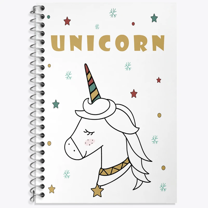 دفتر زبان 50 برگ خندالو مدل سه خط طرح اسب تک شاخ کیوت کد N2577