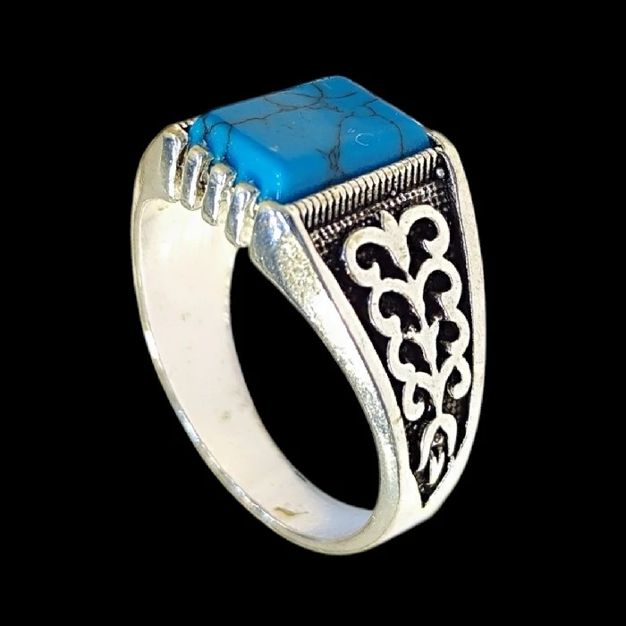 انگشتر مردانه مدل سنگ فیروزه کد 1200