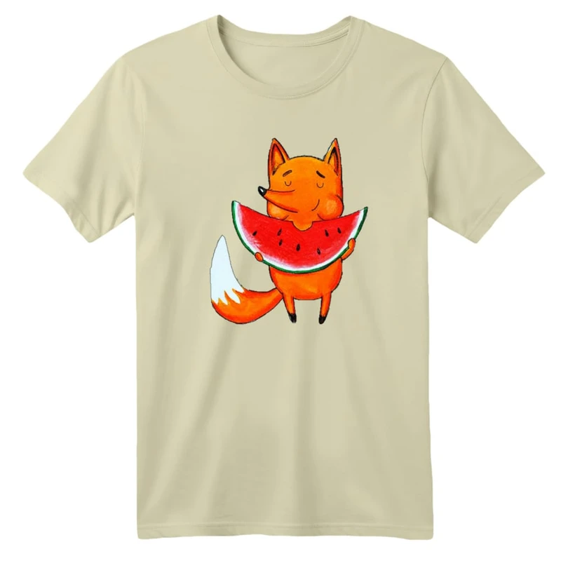 تی شرت آستین کوتاه بچگانه مدل روباه و هندوانه یلدایی