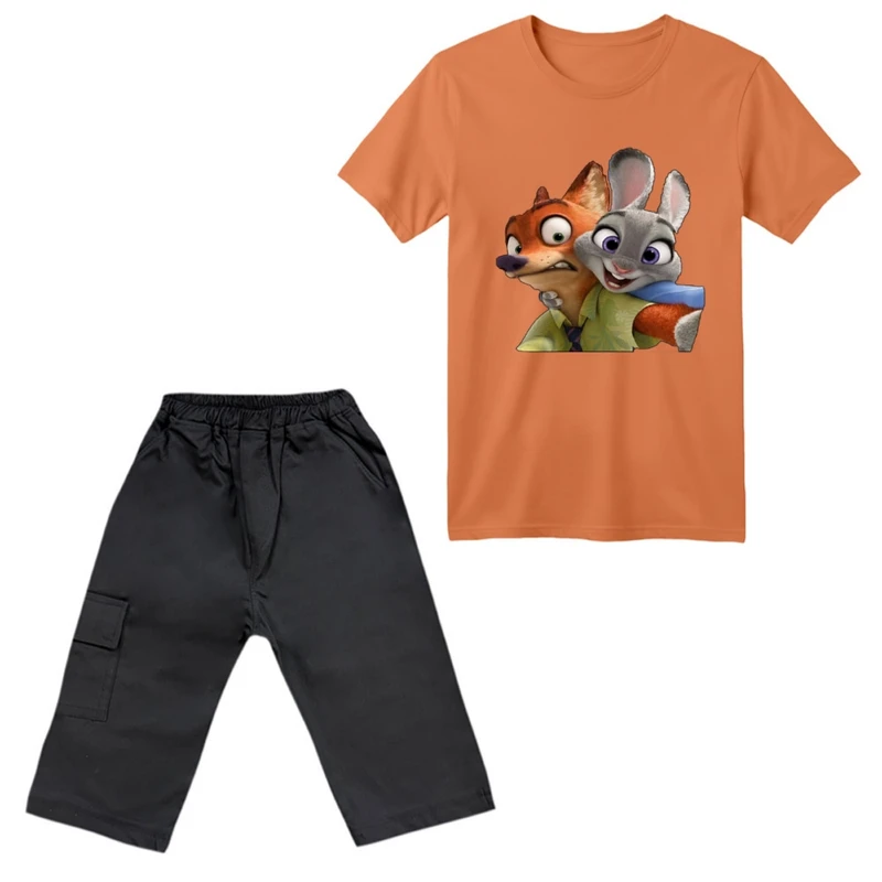 ست تی‌شرت آستین کوتاه و شلوارک پسرانه مدل زوتوپیا