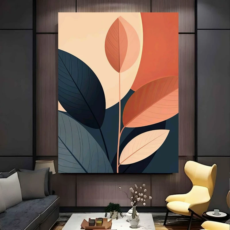 پوستر طرح مخمل انتزاعی برگ مدل رنگارنگ FP106400