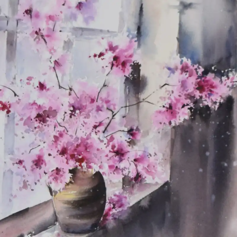 نقاشی آبرنگ طرح گل کد 040