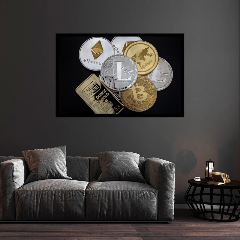 تابلو بکلیت طرح سکه های ارز دیجیتال مدل B-bu2020