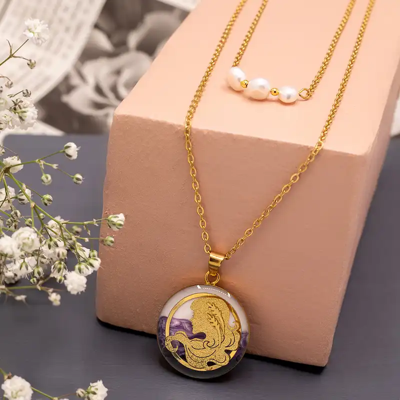 گردنبند زنانه مارک گلد مدل ماه تولد شهریور سری آرام