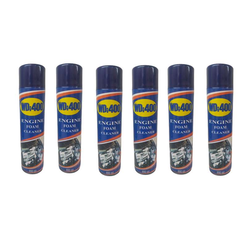 اسپری فوم تمیز کننده موتور خودرو دبلیو پی آی مدل ENGINE FOAM CLEANER حجم 650 میلی لیتر بسته 6 عددی