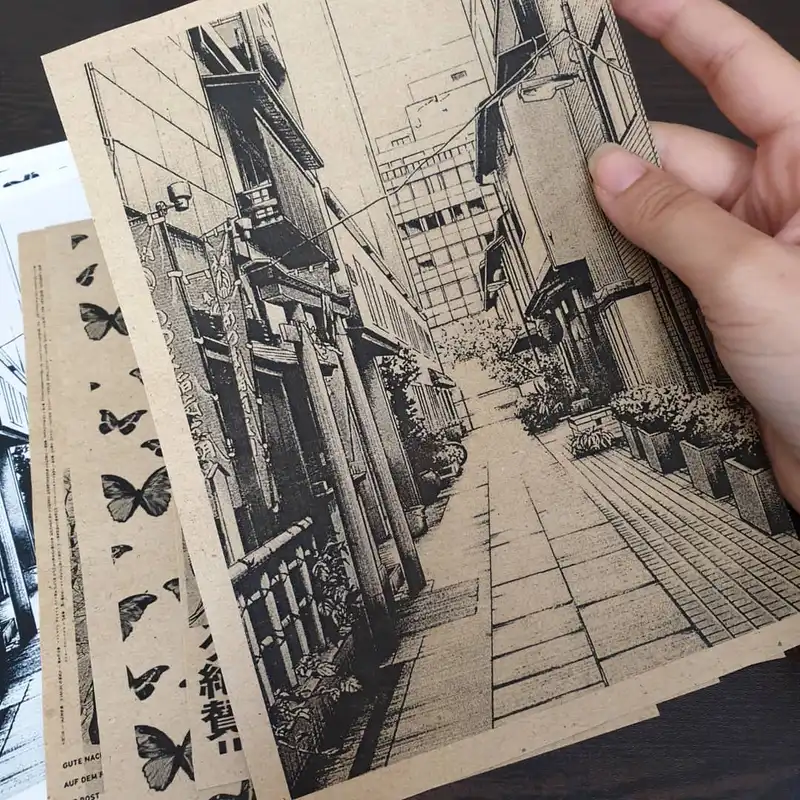 کاغذ رنگی دریا مدل اسکرپ بوک طرح انیمه وینتج مجموعه 8 عددی