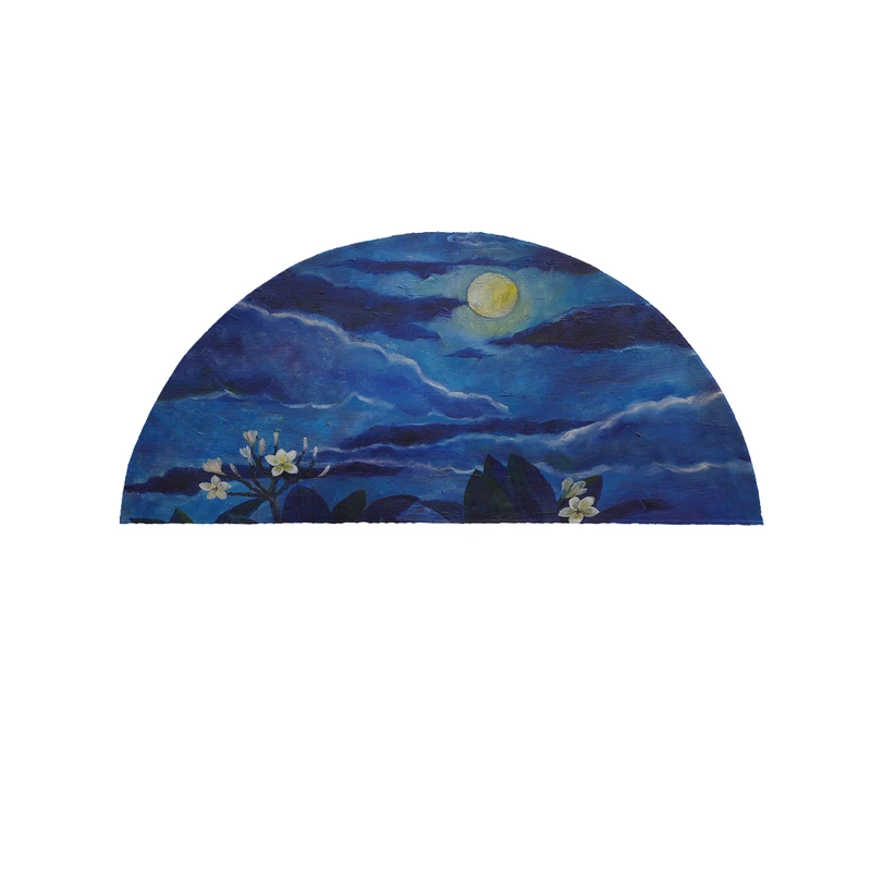 پادری مدل نیم دایره طرح آبرنگی کد 9079 سایز 90×45 سانتی متر