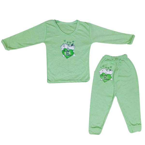 ست تی شرت و شلوار نوزادی مدل Miti رنگ سبز 