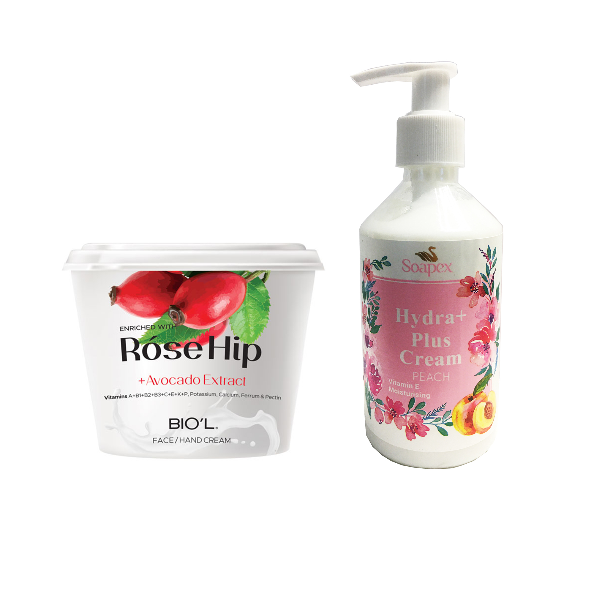 کرم آبرسان و مرطوب کننده سوپکس مدل هلو حجم 250 میلی لیتر به همراه کرم مرطوب کننده بیول مدل Rose Hip حجم 250 میلی لیتر 