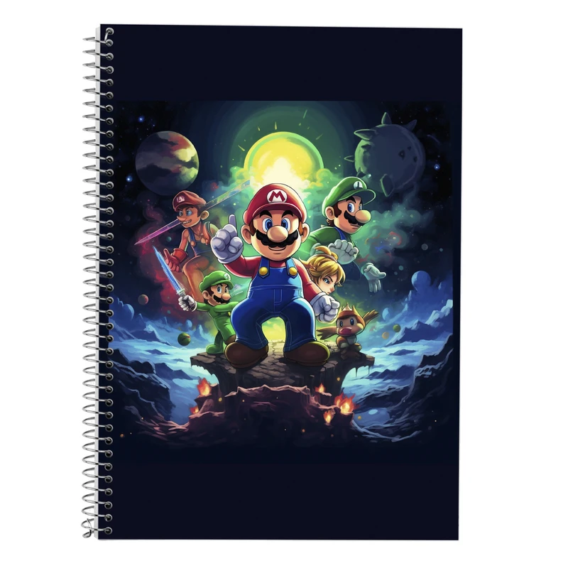 دفتر زبان 50 برگ مدوپد مدل دوخط طرح سوپرماریو super mario کد DF2900