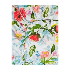 ملحفه آدنو مدل Flowers کد IR186 دونفره سایز 160x200 سانتی متر
