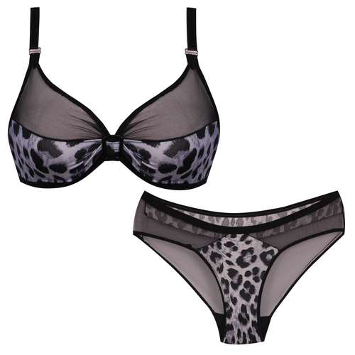 ست شورت و سوتین زنانه ماییلدا مدل توری کد 3622-06-MY-new رنگ طوسی