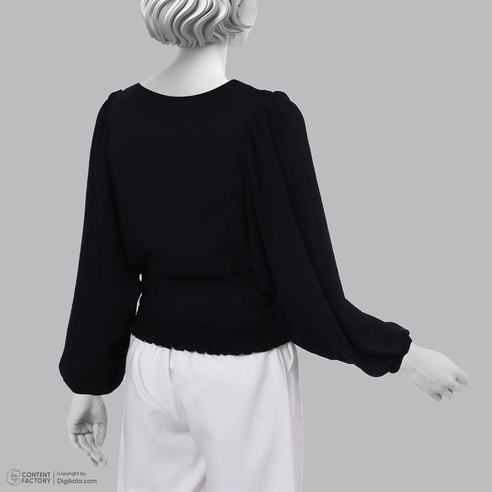 بلوز آستین بلند یقه هفت زنانه گردیه مدل 15126883304362 رنگ مشکی -  - 4