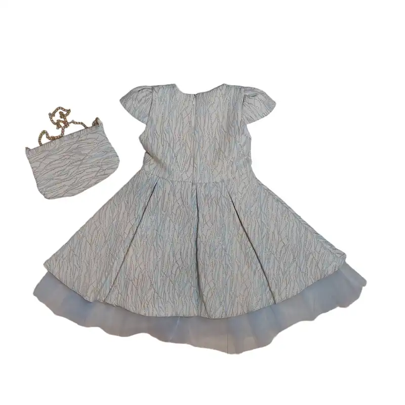 ست پیراهن و کیف دخترانه مدل ASH565 رنگ آبی