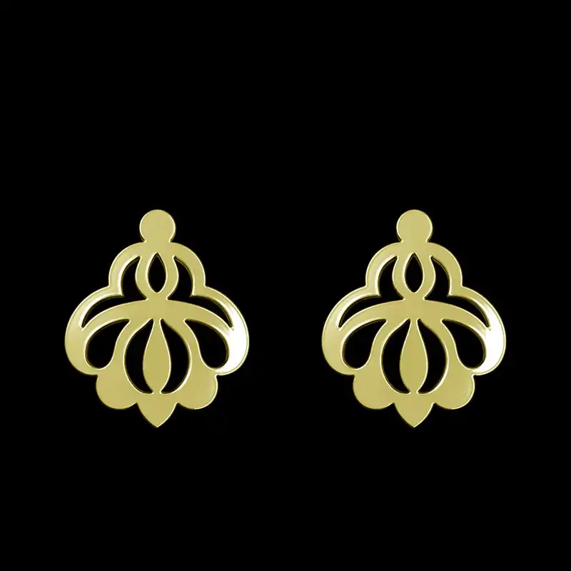 گوشواره طلا 18 عیار زنانه مدوپد مدل اسلیمی کد GA1-15316