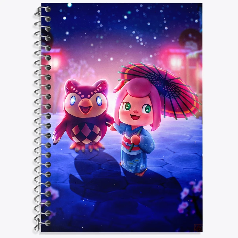 دفتر زبان 50 برگ خندالو مدل سه خط طرح بازی انیمال کراسینگ (Animal Crossing) کد 32673