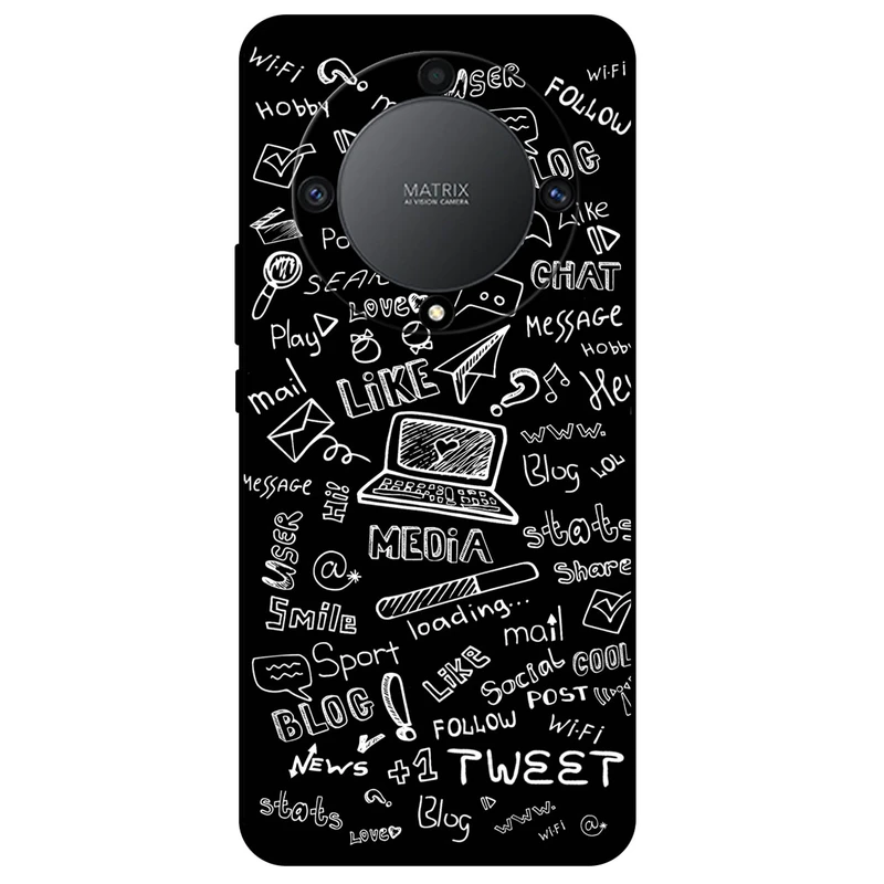 کاور مگافون طرح رسانه های اجتماعی مدل 1898 مناسب برای گوشی موبایل آنر X9A       