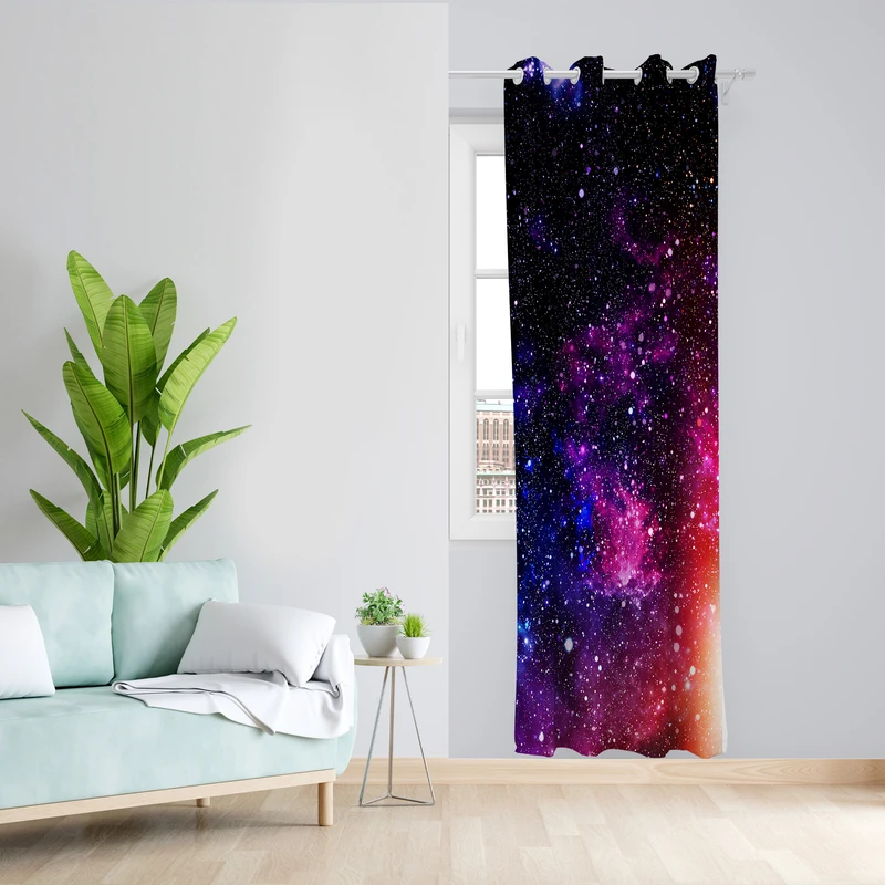 پرده طرح کهکشان مدل مخمل پانچی کد 4169 z سایز 140x200 سانتی متر