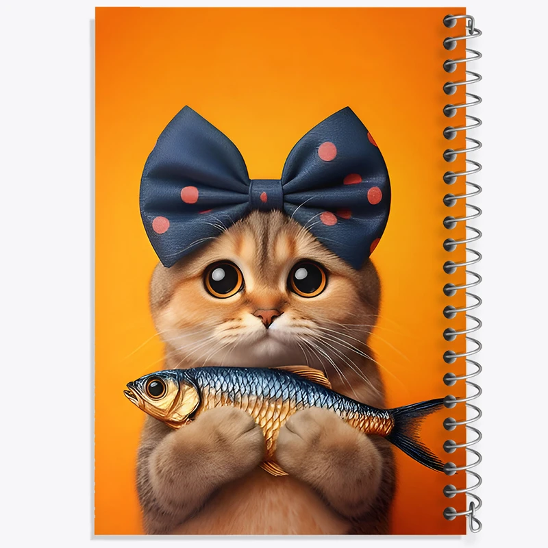 دفتر مشق 50 برگ خندالو طرح گربه و ماهی کد F7966
