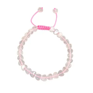 دستبند سنگی مدل رزکوارتز قلبی