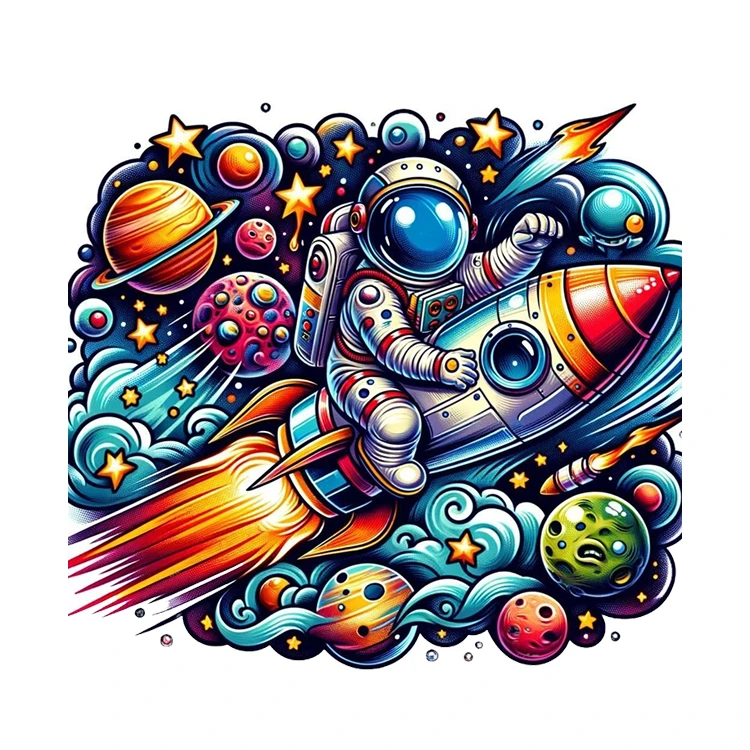 استیکر پارچه و لباس پاد آفرین مدل فضانورد کد 1697