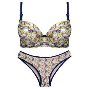 ست شورت و سوتین زنانه لنا ژنکن مدل پوش آپ فنردار کاپ اسفنجی بند متحرک کد 4689-13