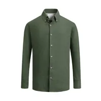 پیراهن آستین بلند یقه برگردان مردانه کروم مدل یقه دکمه دار 2520106