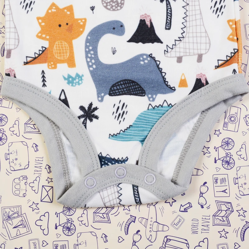 عکس شماره 3 : ست بادی آستین بلند و شلوار نوزادی مدل دایناسور