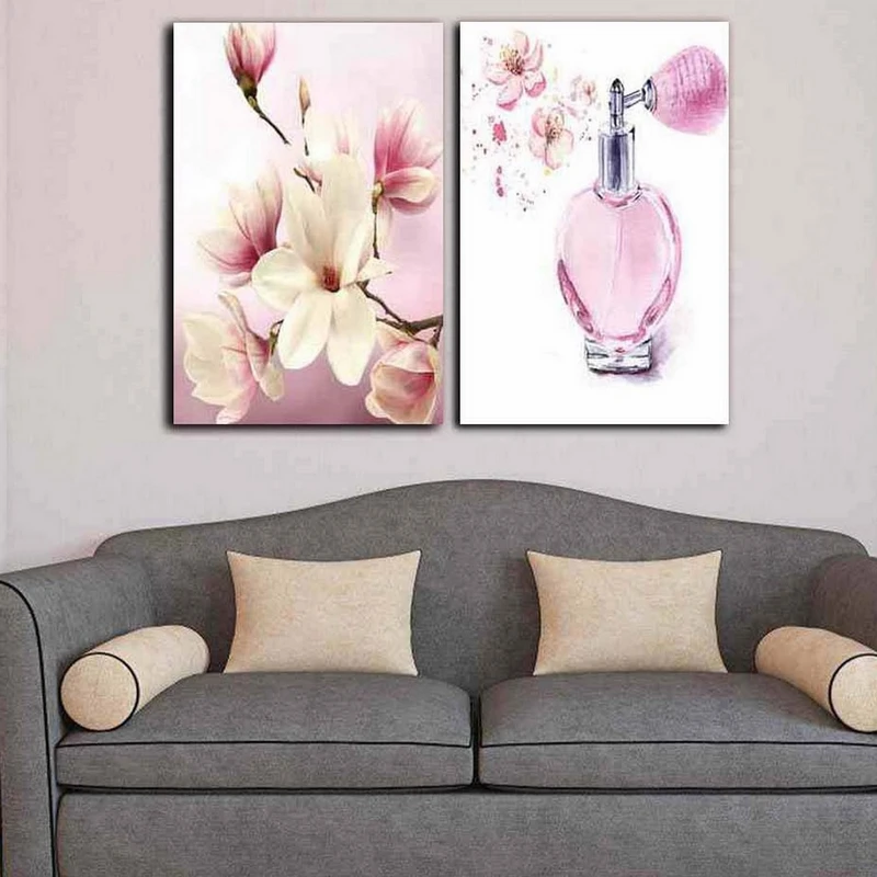 تابلو شاسی بکلیت طرح ادکلن و گل صورتی مدل SH-197 مجموعه 2 عددی