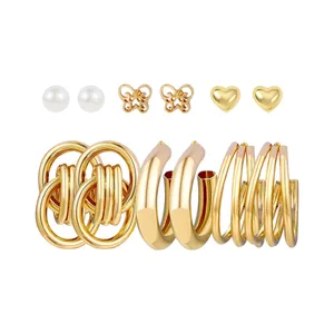 گوشواره میخی زنانه مدل مینیمال کد SG127 مجموعه 6 عددی