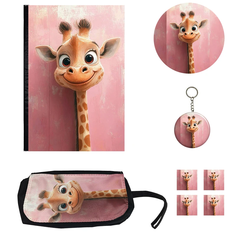 بسته لوازم تحریر مدل زرافه گوگولی شامل کلاسور فانتزی کد کیوت ۱ مجموعه 8 عددی