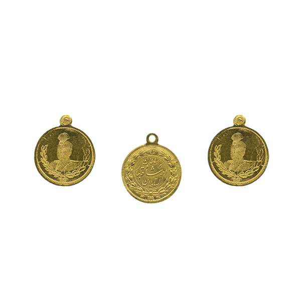 نیم ست طلا 18 عیار زنانه مدل سکه قاجاری f.b-522-10