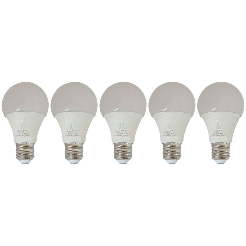 لامپ ال ای دی 12 وات آراد نور پارسیان کد NA12GA پایه E27 بسته 5 عددی