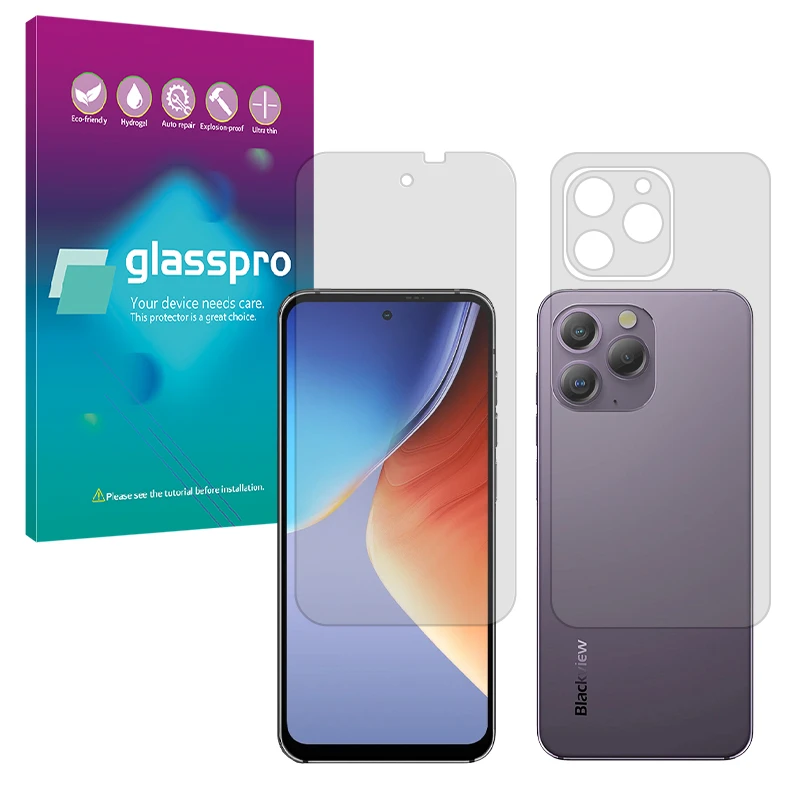 محافظ صفحه نمایش مات گلس پرو مدل Resistant مناسب برای گوشی موبایل بلک ویو A96 به همراه محافظ پشت گوشی