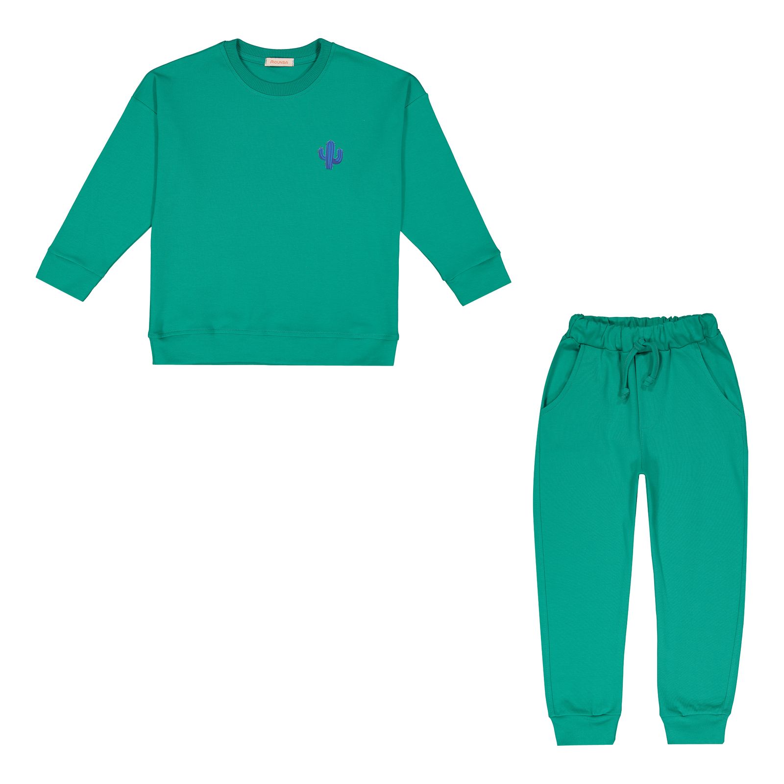 ست تیشرت آستین بلند و شلوار بچگانه مونسا مدل 042 رنگ سبز  -  - 1