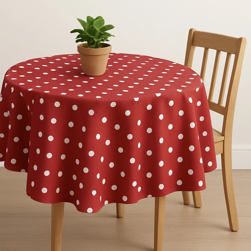 رومیزی مدل خال خال دایره کد 05 سایز 125x125 سانتی‌متر