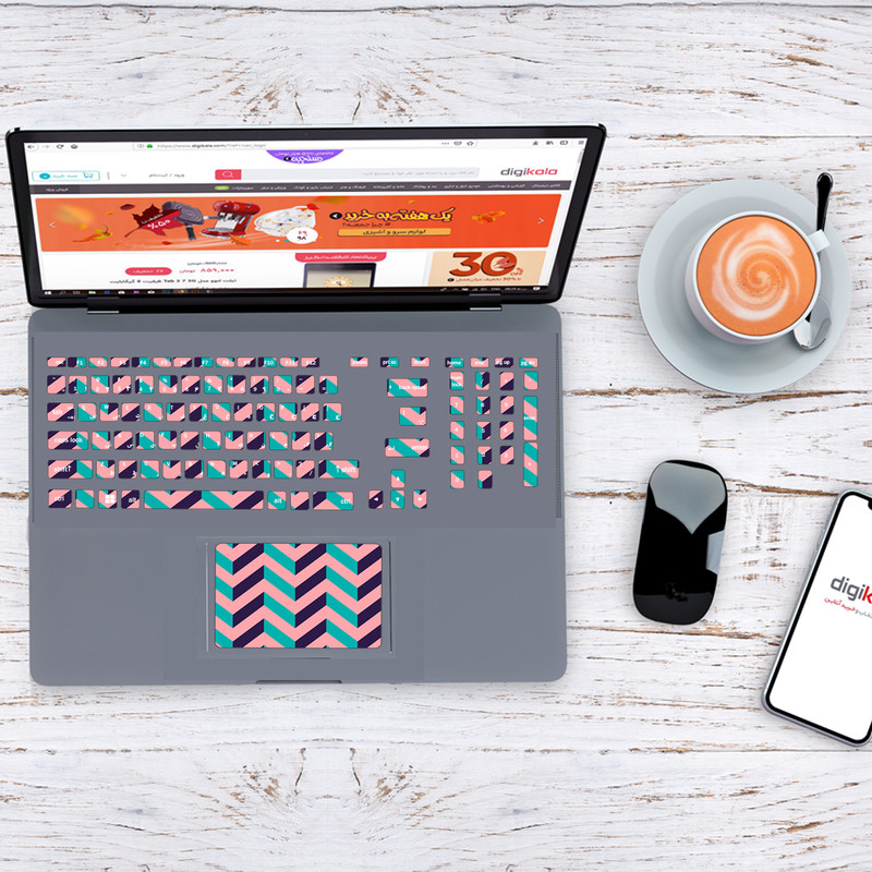  استیکر لپ تاپ مدل ferito 134 به همراه برچسب حروف فارسی کیبورد