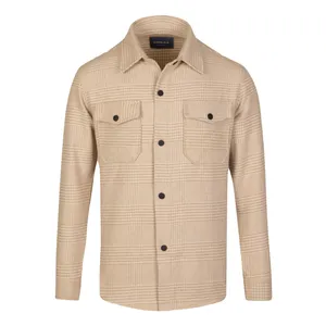 پیراهن آستین بلند مردانه کروم مدل دو جیب پشمی کد 2220160