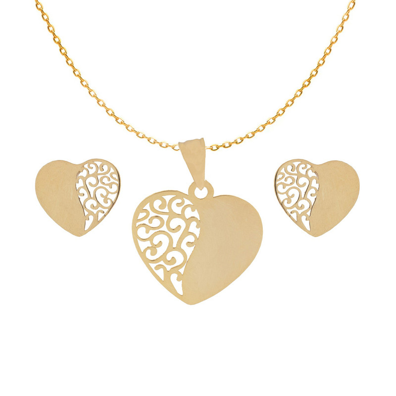 نیم ست طلا کم اجرت 18 عیار زنانه مایا ماهک مدل قلب کد KMS0200