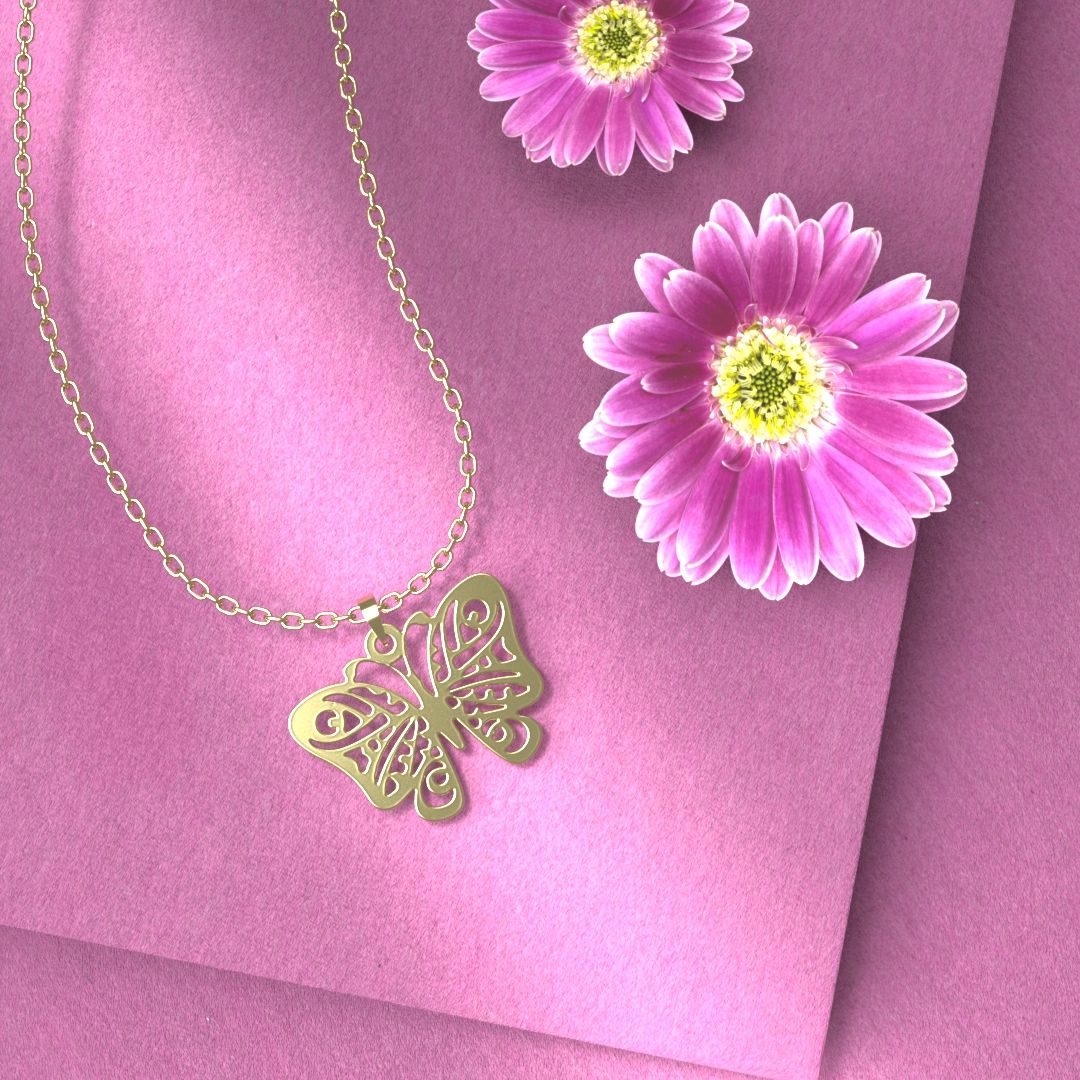 گردنبند طلا 18 عیار زنانه مدوپد مدل پروانه کد V2-1-1036 - - 6