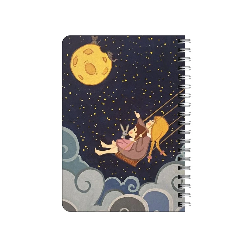 دفترچه یادداشت بامبیلیپ مدل چوبی طرح دختر و شب و ماه کد 5489038