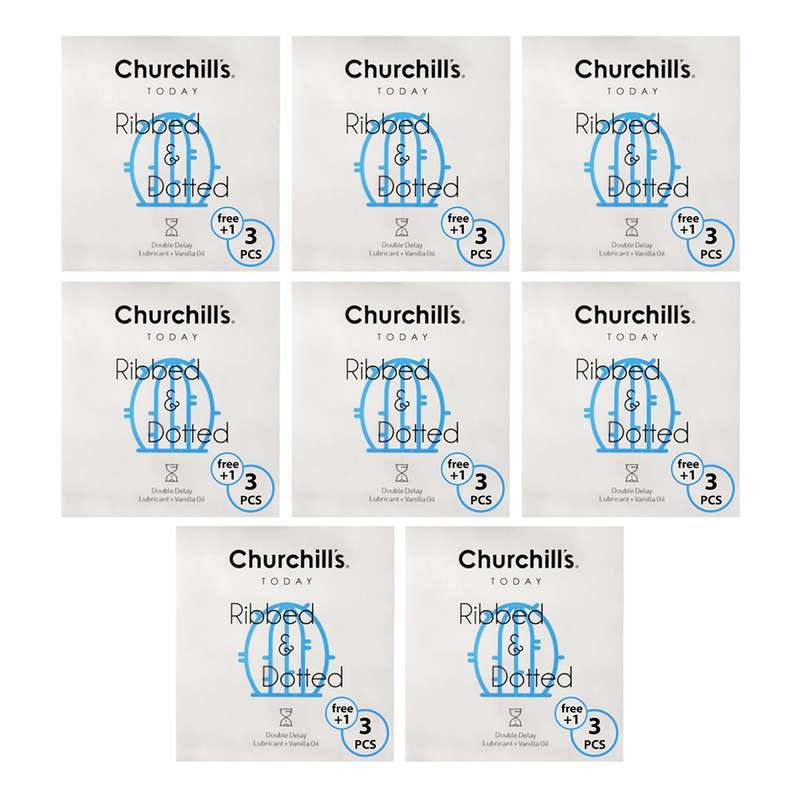 کاندوم چرچیلز مدل CHC_ribbeed&dotted مجموعه 8 عددی