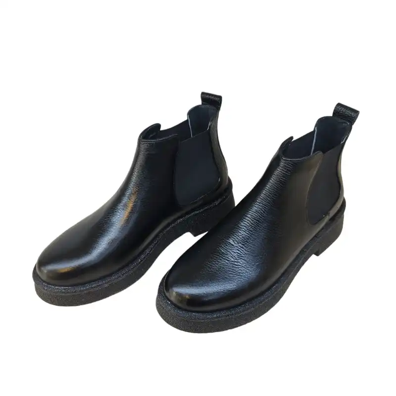 نیم بوت زنانه مدل فــــــرانک پفکی چرم طبیعی رنگ مشکی