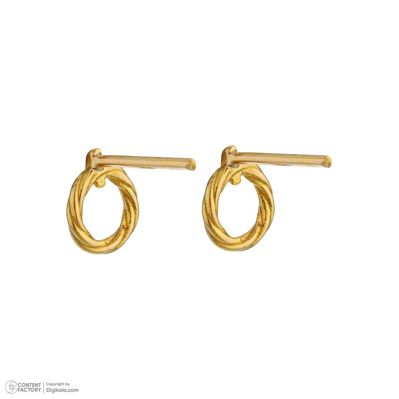 گوشواره میخی طلا 18 عیار زنانه پرسته مدل دایره پیچی کد WE693 - 2