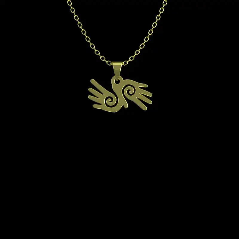 گردنبند طلا 18 عیار زنانه مدوپد مدل دو دست کد GBA10188 به همراه باکس گل رز جاویدان