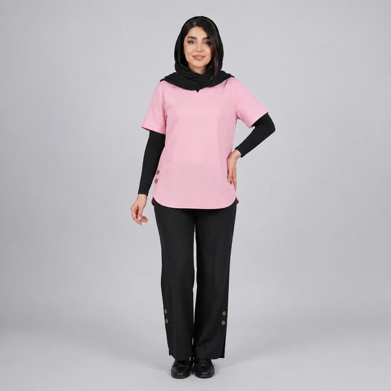 ست تی‌شرت آستین کوتاه و شلوار راحتی زنانه مدل ترنم