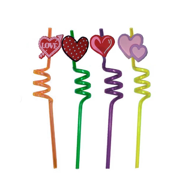 نی نوشیدنی مدل نشکن طرح قلب مجموعه 4 عددی