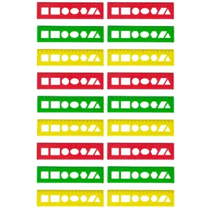 خط‌کش 20 سانتی‌متری مدل ژله ای شابلون دار بسته 18 عددی