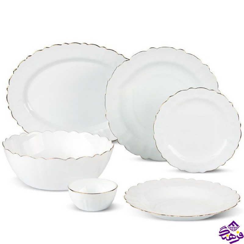 سرویس غذاخوری 26 پارچه 6 نفره مدل لب طلا