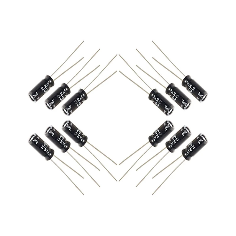 خازن 2.2 میکروفاراد 50 ولت کد Ca2.2uf-50V بسته 12 عددی